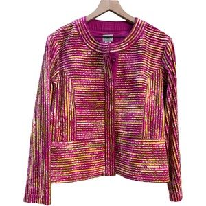 Chico’s Sugarberry Jacket Anna Belle Button Front Ribbed Pleated Medium